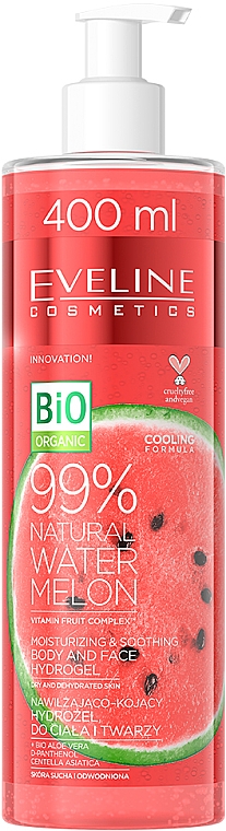 Hydrogel für Gesicht und Körper mit 99% Wassermelone - Eveline Cosmetics 99% Natural Watermelon