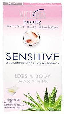 Enthaarungswachsstreifen für Körper und Beine mit Aloe Vera und natürlichem Bienenwachs - Victoria Beauty Sensitive Legs & Body Waxing Strips