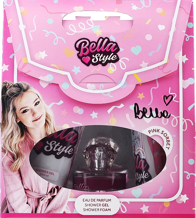 Bella Style Pink Sorbet - Duftset (Duschschaum 200ml + Duschgel 250ml + Eau de Parfum 60ml)  — Bild N2