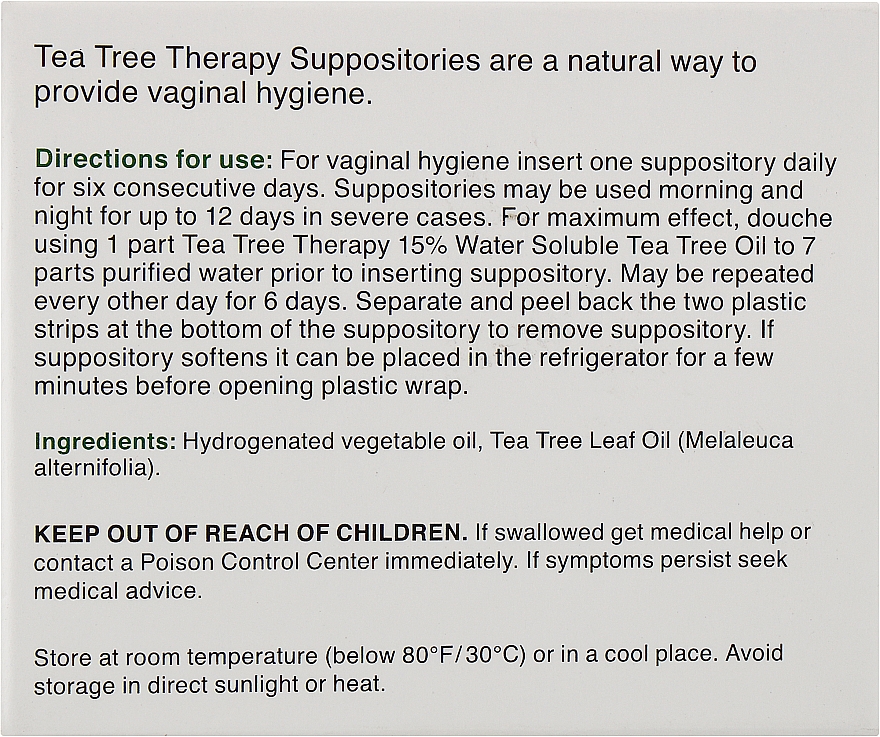 Teebaumöl für Vaginalhygiene - Tea Tree Therapy Suppositories For Vaginal Hygiene — Bild N3