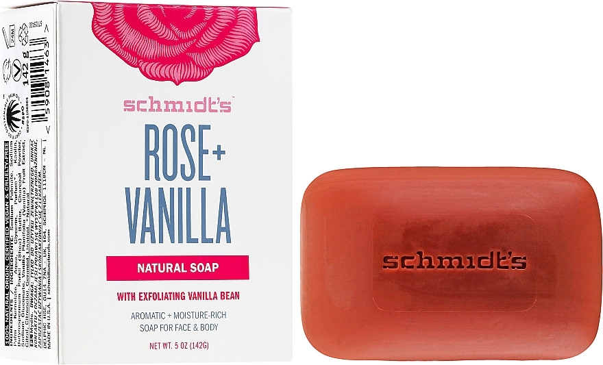 GESCHENK! Seife mit Rose und Vanille - Schmidt's Naturals Bar Soap Rose Vanilla — Bild N1