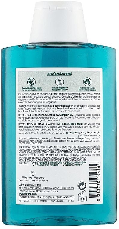 Detox-Shampoo gegen Schadstoffe mit Wasserminze - Klorane Anti-Pollution Detox Shampoo With Aquatic Mint — Bild N2