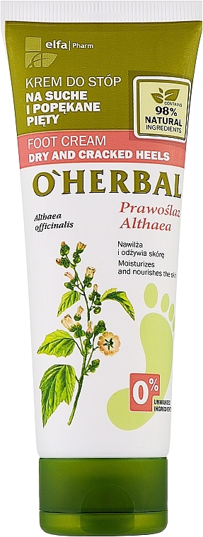 Fußcreme für trockene und rissige Haut - O'Herbal Foot Cream Dry And Cracked Heels With Althaea Extract — Bild N1
