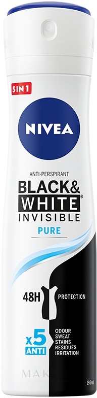 Deo Spray Antitranspirant - NIVEA Black & White Invisible Pure Fashion Edition 48H Protection — Bild 150 ml