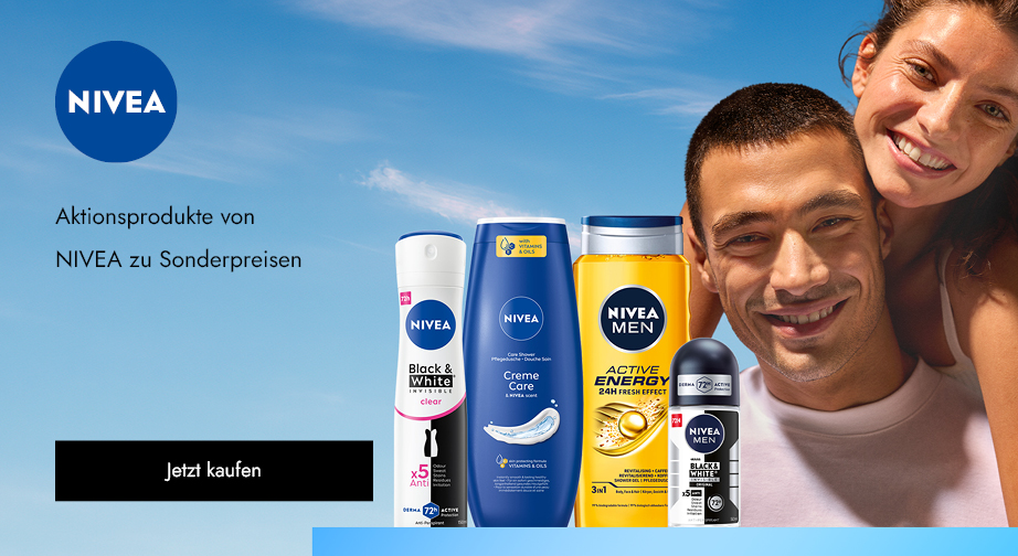 Rabatt auf das Aktionssortiment von NIVEA. Die Preise auf der Website sind inklusive Rabatt