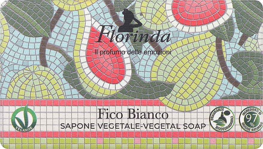Naturseife mit weißem Feigenaroma - Florinda Mosaici Italiani Vegetal Soap — Bild N1