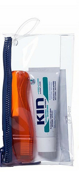 Set - Kin Travel Kit Orange Brush (Zahnpasta 25ml + Zahnbürste 1 St. + Kosmetiktasche) — Bild N1
