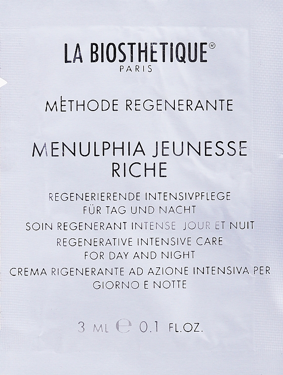 Reichhaltige und regenerierende Creme - La Biosthetique Methode Regenerante Menulphia Jeunesse Riche (Probe)  — Bild N1