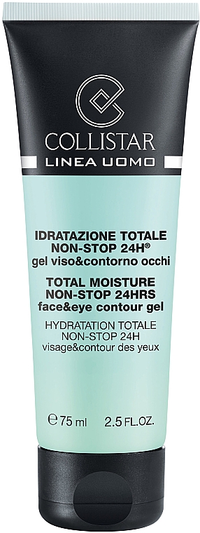 Intensiv feuchtigkeitsspendendes Gel für das Gesicht und die Augenpartie - Collistar Linea Uomo Total Moisture Non-Stop 24hrs Face&Eye Contour Gel