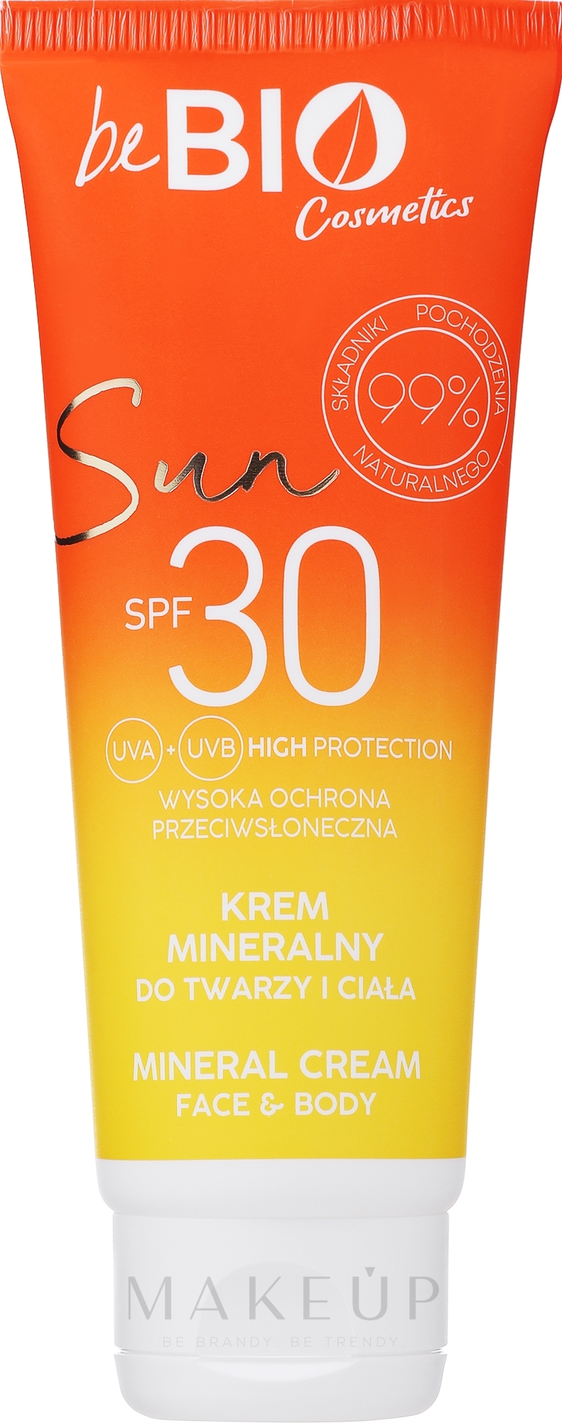 Wasserfeste mineralische Sonnenschutzcreme für Gesicht und Körper SPF 30 - BeBio Sun Cream With a Mineral Filter For Body and Face SPF 30 — Bild 75 ml