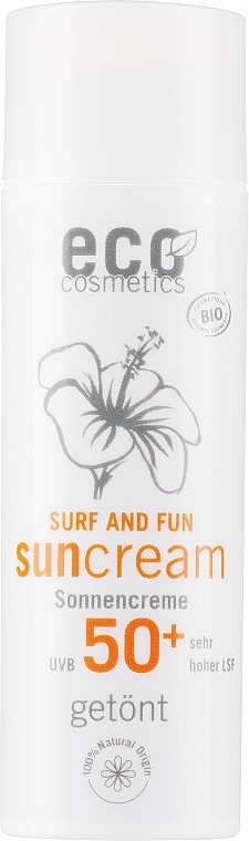 Wasserfeste Sonnenschutzcreme mit Granatapfel und Macadamia für empfindliche Haut 50+ - Eco Cosmetics Surf & Fun Extra Waterproof Sunscreen SPF 50+ — Bild N1