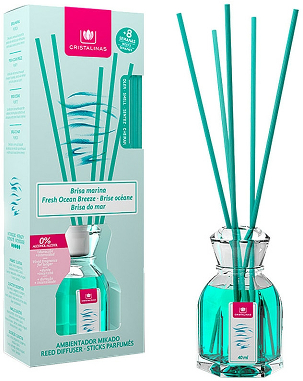 Aroma-Diffusor mit Duftstäbchen Meeresbrise - Cristalinas Reed Diffuser — Bild N1