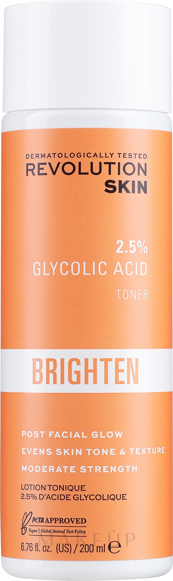 Reinigendes Gesichtstonikum mit Glykolsäure, Aloe und Ginseng - Makeup Revolution Skincare 2.5% Glycolic Acid Tonic — Bild 200 ml