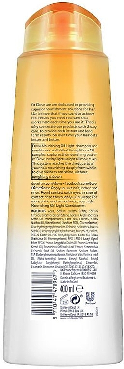 Pflegendes Shampoo für stumpfes und trockenes Haar - Dove Nourishing Oil Light Shampoo For Dull Dry Hair — Bild N2