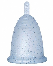 Menstruationstasse Größe L blau mit Glitzer - MeLuna Classic Menstrual Cup Stem — Bild N1