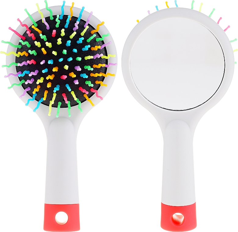 Haarbürste mit Speigel grau - Twish Handy Hair Brush with Mirror Light Grey — Bild N1