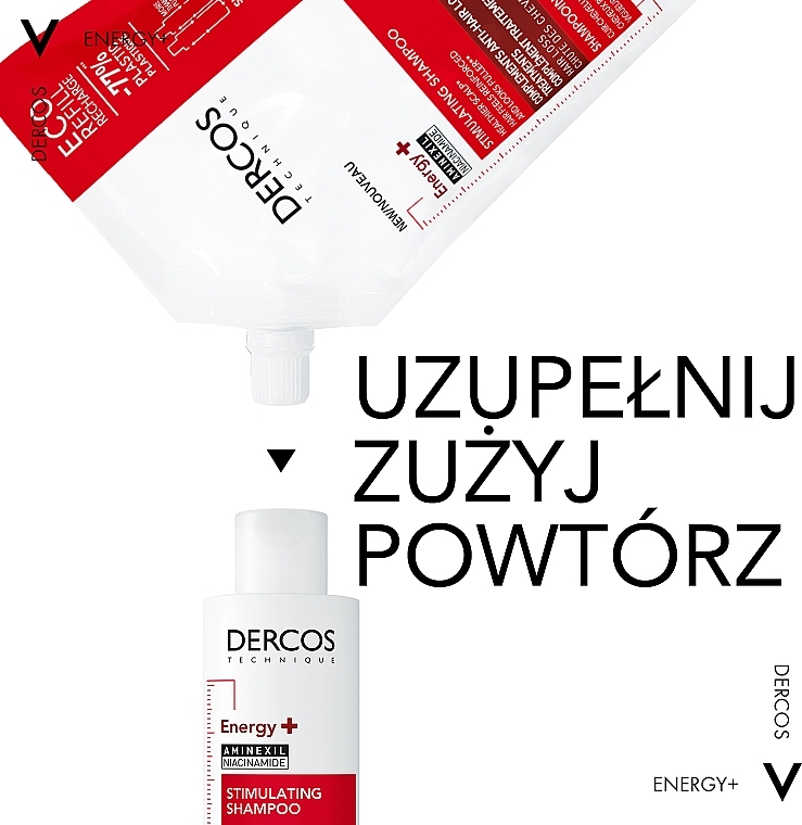 Tonisierendes Shampoo gegen Haarausfall - Vichy Dercos Energy+ Stimulating Shampoo (Refill)  — Bild N4