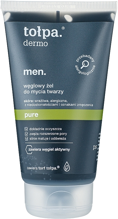 Mattierednes Gesichtswaschgel mit Aktivkohle für Männer - Tołpa Dermo Men Pure Charcoal Face Wash Gel — Bild N1