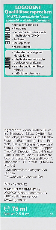 Bio-Zahnpasta - Logona Logodent Naturweiss Peppermint Toothpaste — Bild N3