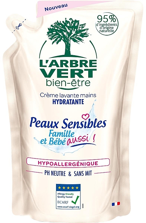 Cremeseife für empfindliche Haut -Creme-Seife für die Hände - L'Arbre Vert Family & Baby Sensitive Hand Wash (Refill) — Bild N1