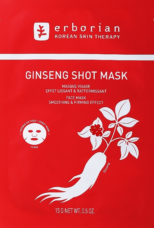 Tuchmaske für Gesicht mit Ginsengextrakt - Erborian Ginseng Shot Mask — Bild N1