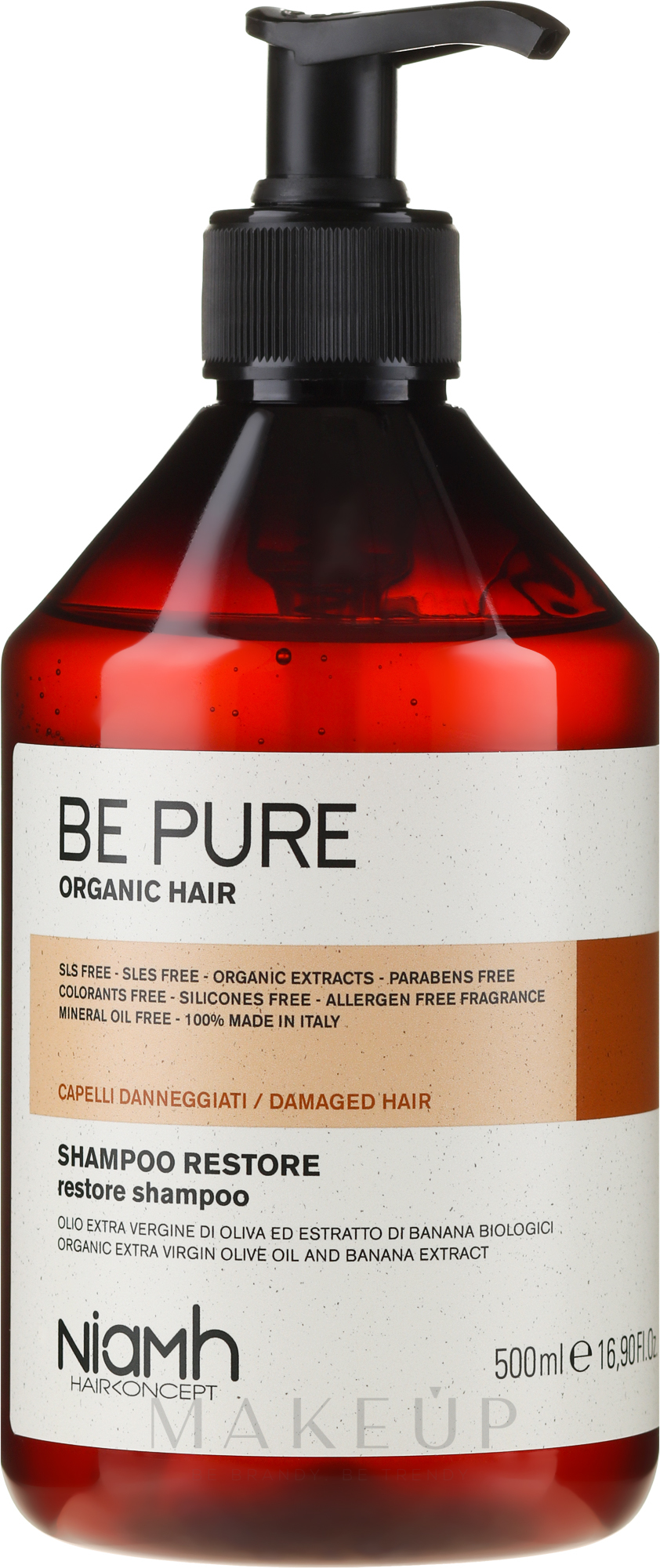 Reparierendes Shampoo für strapaziertes Haar - Niamh Hairconcept Be Pure Restore Shampoo — Bild 500 ml