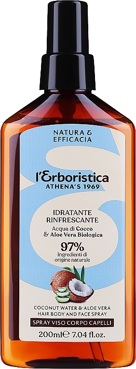 Feuchtigkeitsspray für Gesicht, Körper und Haare - Athena's Erboristica Coconut&Aloe Vera Spray — Bild N1