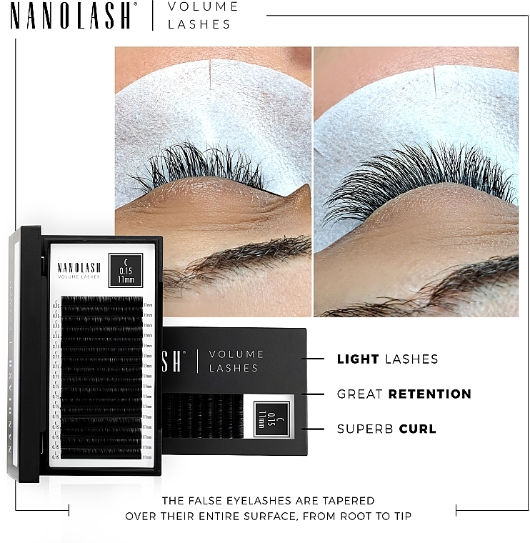 Falsche Wimpern D 0.07 (11 mm) - Nanolash Volume Lashes — Bild N3