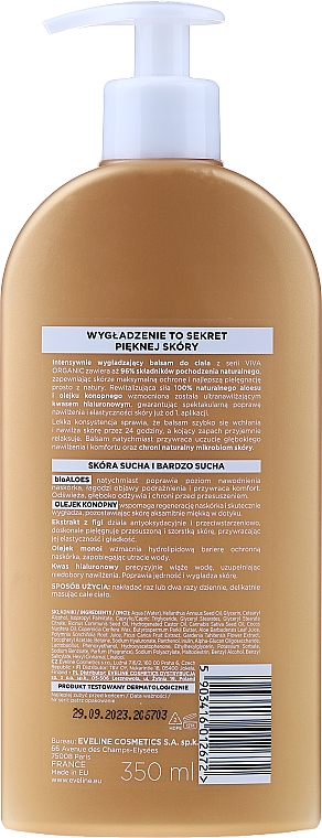 Glättender und feuchtigkeitsspendender Körperbalsam - Eveline Cosmetics Viva Organic Body Balm — Bild N2