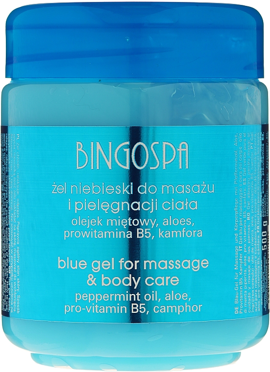 Kühlendes Massagegel mit Pfefferminzöl, Aloe vera, Provitamin B5 und Kampfer - BingoSpa Gel Blue — Bild N1