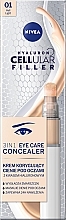 Düfte, Parfümerie und Kosmetik Concealer - Nivea Hyaluron Cellular Filler 3 In 1 Concealer