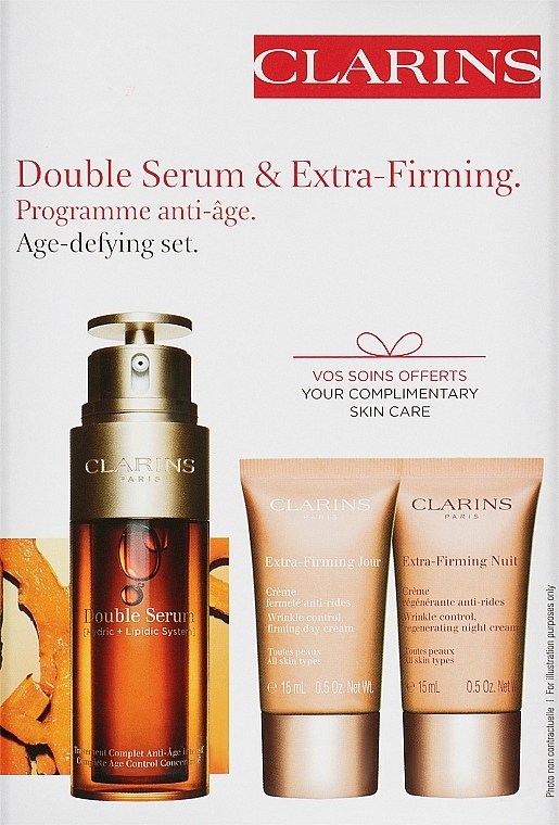 Gesichtspflegeset - Clarins Double Serum & Extra-firming Set (Gesichtsserum 50 ml + Gesichtscreme 2x15 ml + Augenpflege-Serum 0,9 ml) — Bild N1