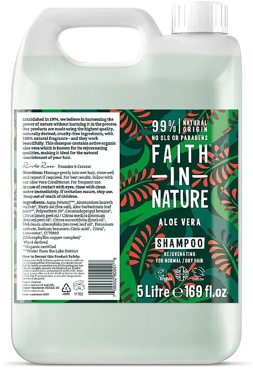 Shampoo für normales bis trockenes Haar mit Aloe Vera - Faith In Nature Aloe Vera Shampoo Refill (Nachfüllpackung)  — Bild N1