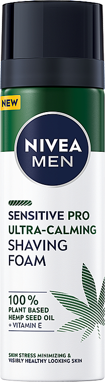 Ultra beruhigender Rasierschaum mit Hanföl und Vitamin E - Nivea Men Sensitive Pro Ultra-Calming Shaving Foam — Bild N1