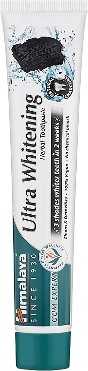 Schwarze Aufhellungspaste mit Aktivkohle - Himalaya Herbals Ultra Whitening Herbal Toothpaste — Bild N1