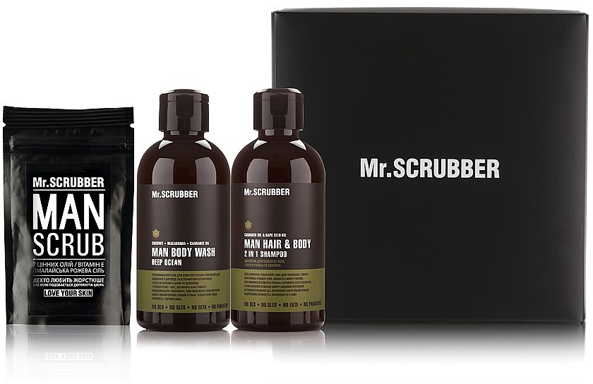 Set - Mr.Scrubber "New Man Basic " (body/scr/100 g + sh/gel/265 ml + shm/265 ml) — Bild N1