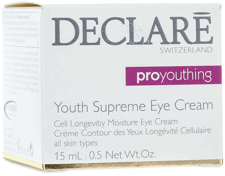 Feuchtigkeitsspendende Anti-Aging Augenkonturcreme mit Magnolien-Extrakt und Phyto-Stammzellen - Declare Pro Youthing Youth Supreme Eye Cream