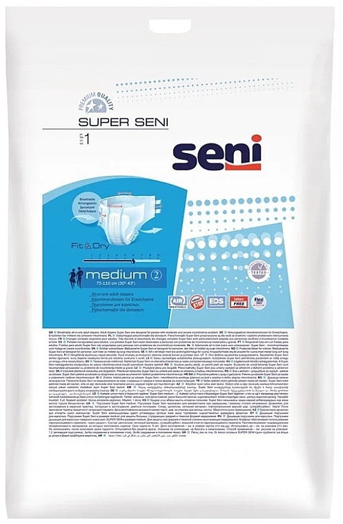 Windeln für Erwachsene 75-110 cm 1 St. - Seni Super Seni Medium 2 Fit & Dry  — Bild N1