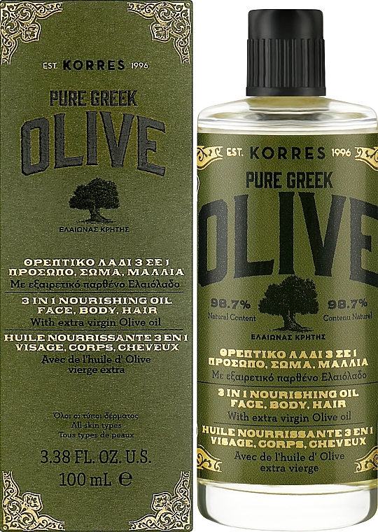 3in1 Pflegendes Öl für Körper, Haare und Gesicht - Korres Pure Greek Olive 3 In 1 Nourishing Oil — Bild N2