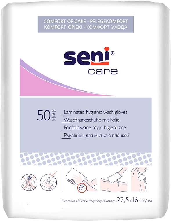 Einweg-Waschhandschuhe 50 St. - Seni Care Laminated Hygienic Wash Gloves — Bild N2
