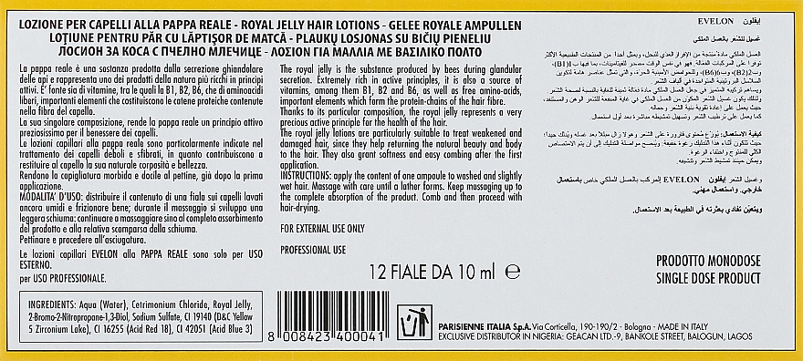 Lotion für schwaches und geschädigtes Haar in Ampullen - Parisienne Italia Evelon Pappa Reale — Bild N3