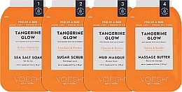 4-stufige Tangerine Twist Fußpflege - Voesh Deluxe Pedicure Tangerine Twist Pedi In A Box 4in1 (1. Meer Badesalz, 2. Zuckerpeeling, 3. Schlammmaske, 4. Massagebutter)(35g) — Bild N2