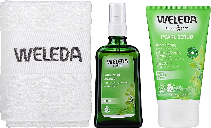 Körperpflegeset - Weleda Happy Skin (Körperpeeling 150ml + Körperöl 100ml + Handtuch)  — Bild N1