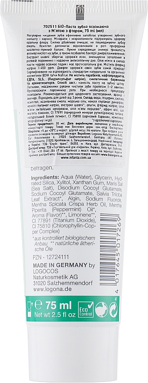 Bio Zahnpasta mit Minze - Logona Oral Hygiene Products Toothpaste — Bild N2