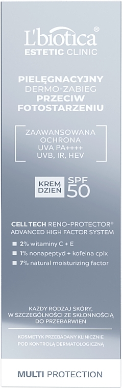 Anti-Photoaging-Dermobehandlung für das Gesicht für den Tag SPF 50 - L'biotica Estetic Clinic Multi Protection SPF 50  — Bild N3