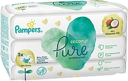 Düfte, Parfümerie und Kosmetik Feuchte Babytücher mit Kokosöl 3x42 St. - Pampers Pure Coconut