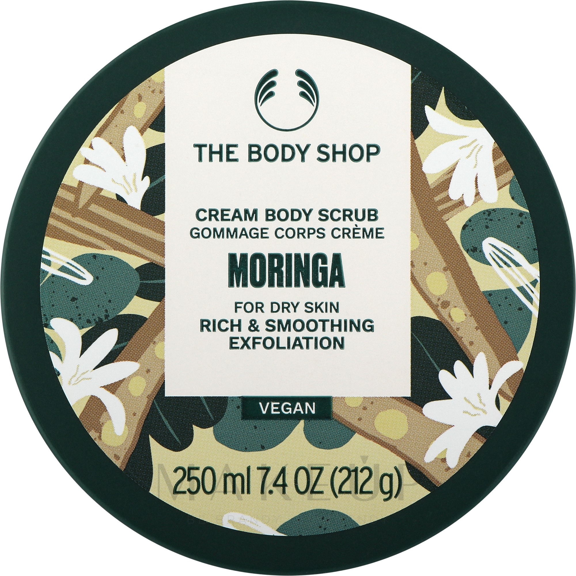 Creme-Körperpeeling - The Body Shop Vegan Moringa Cream Body Scrub — Bild 250 ml