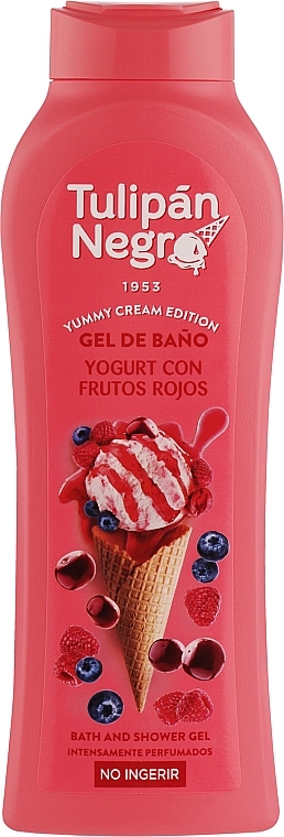 Duschgel Joghurt und rote Beeren - Tulipan Negro Intense Bath And Shower Gel Yoghurt With Red Fruits  — Bild N1