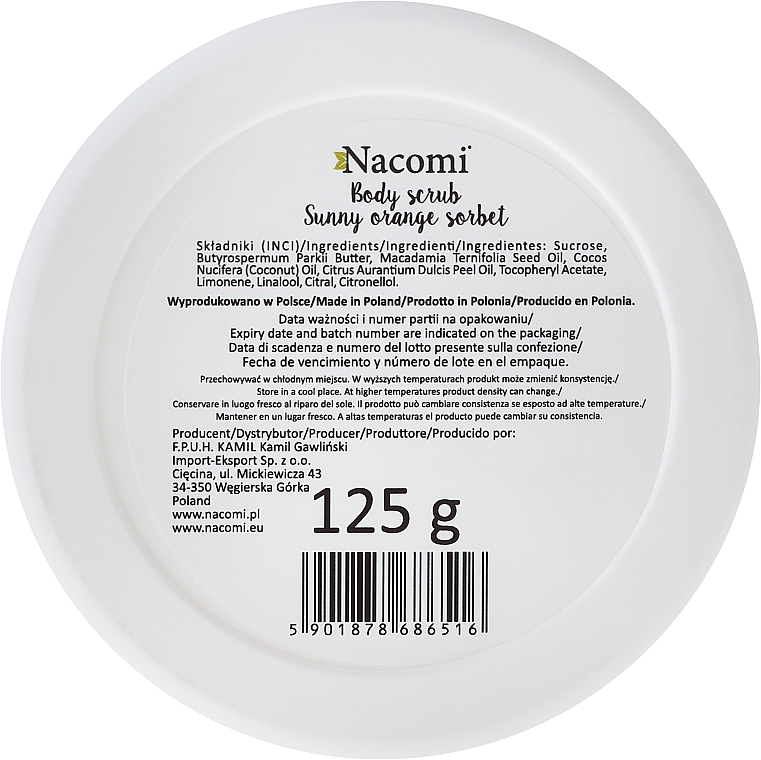 Zucker-Körperpeeling mit Macadamiaöl und Neroliöl - Nacomi Natural Sugar Peeling Macadamia Oil & Orange Oil — Bild N2