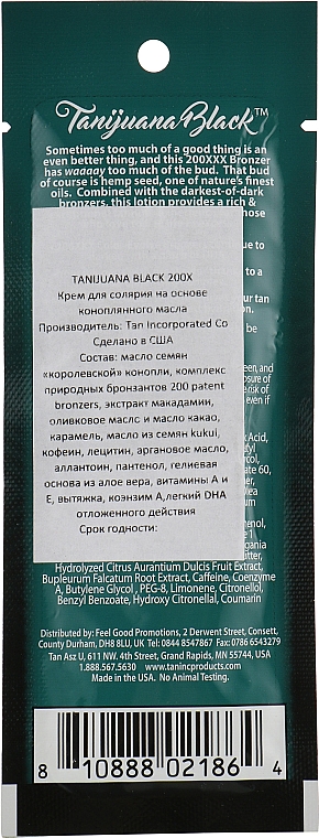 Solariumcreme mit Bronzer und Hanföl - Tan Asz U Tanijuana Black 200X (Probe) — Bild N2